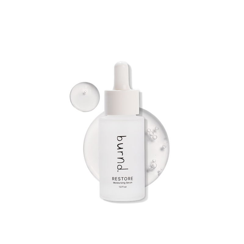 Restore serum bottle labeled 'bund' with a dropper on a black background